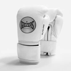 Geezers Elite Pro Training/Sparring Gloves 2.0 - Velcro -Venu Boxing Shop elite pro velcro white