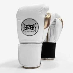 Geezers Halo Training/Sparring Boxing Gloves - Velcro -Venu Boxing Shop g160whitegold 3