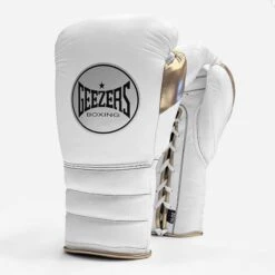 Geezers Halo Training/Sparring Boxing Gloves - Lace -Venu Boxing Shop g161 whitegolda 3
