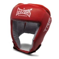 Geezers Leather TRG Boxing Headguard -Venu Boxing Shop geezers trg leather headguard red