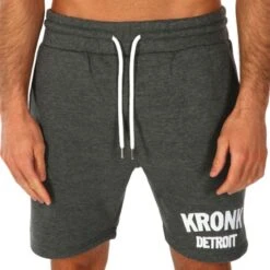 Kronk Detroit Applique Jog Shorts -Venu Boxing Shop kronk applique detroit jog shorts charcoal 1