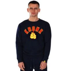 Kronk Gloves Applique Sweatshirt -Venu Boxing Shop kronk gloves applique sweatshirt navy 1