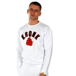 Kronk Gloves Applique Sweatshirt -Venu Boxing Shop kronk gloves applique sweatshirt white 1