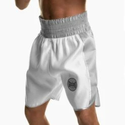 Suzi Wong X Geezers Satin 2 Colour Boxing Shorts -Venu Boxing Shop sw1700 white silver 1