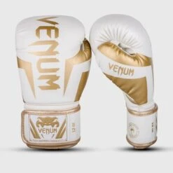 Venum Elite Boxing Gloves -Venu Boxing Shop venum elite white gold 1