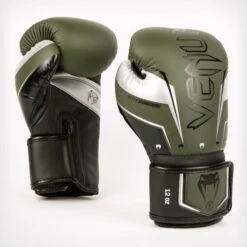 Venum Elite Evo Boxing Gloves -Venu Boxing Shop venum elite evo glove khaki silver 1