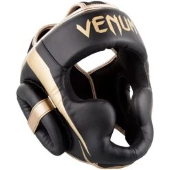 Venum Elite Headguard -Venu Boxing Shop venum elite headguard black gold geezers boxing 1 2