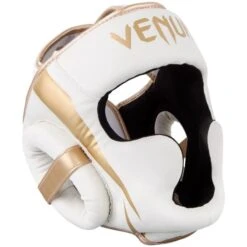 Venum Elite Headguard -Venu Boxing Shop venum elite headguard white gold geezers boxing 1 1